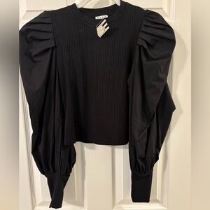 TCEC Black Puff Sleeve Blouse